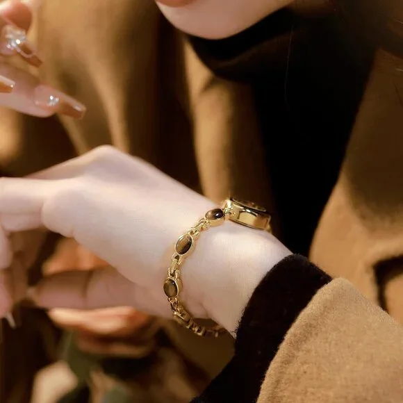 Luxury Gold Tone Women Watch Jewelry Bracelet Dainty Quartz Wrist Water-resistan